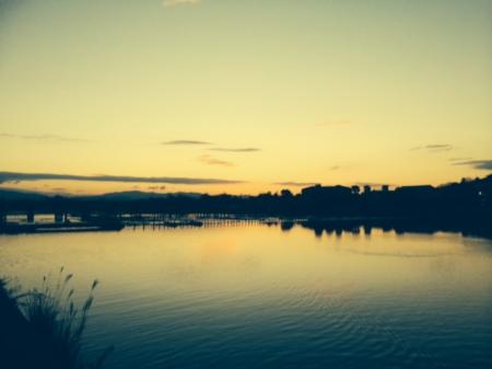 寒い冬の朝の渡月橋